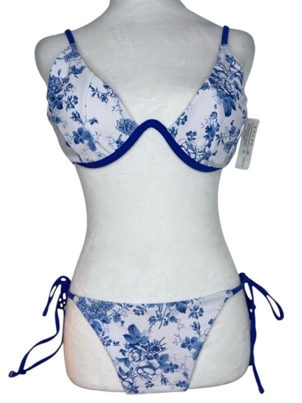 NWT ZAFUL Two Piece Swimsuit Underwire Back Clasp Side Tie Floral Print Medium